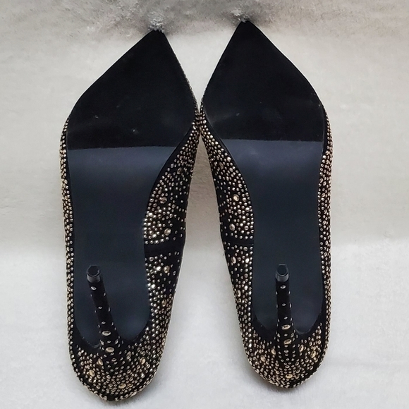 LILIANA Parish 2 Black Gold Studded Pointed Toe 5 Inch Heels Stiletto Pumps 8.5 - Picture 14 of 16